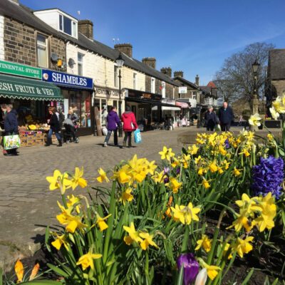 photo of Barnoldswick town square and flowerbeds sized